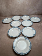 Lot de 9 assiettes creuses Terre de Fer St Amand modèle Andrinople