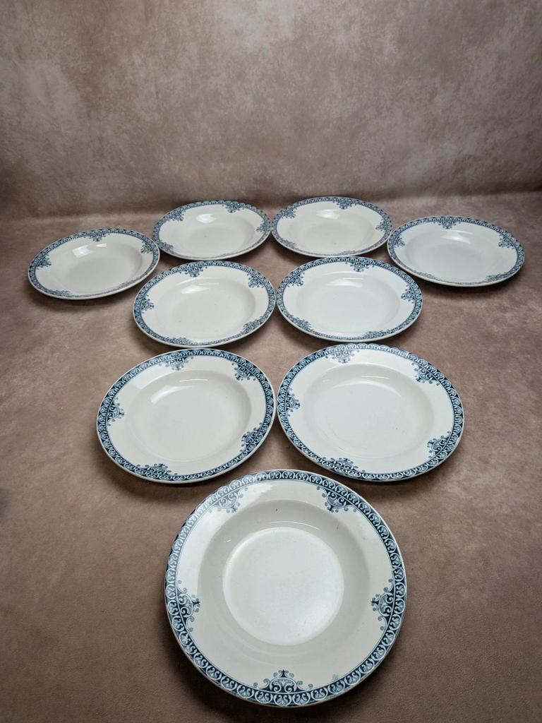 Lot de 9 assiettes creuses Terre de Fer St Amand modèle Andrinople