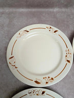 Lot de 6 assiettes terre de fer Hbcm Narcisse décor floral marron