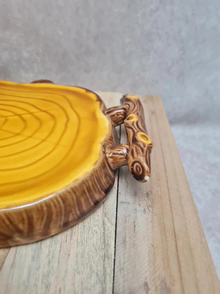 Dessous de plat vintage Vallauris A.ferlay céramique décor tronc d’arbre