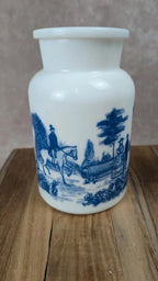 Duo de pots d’apothicaire anciens – décor bleu romantique – Belgique