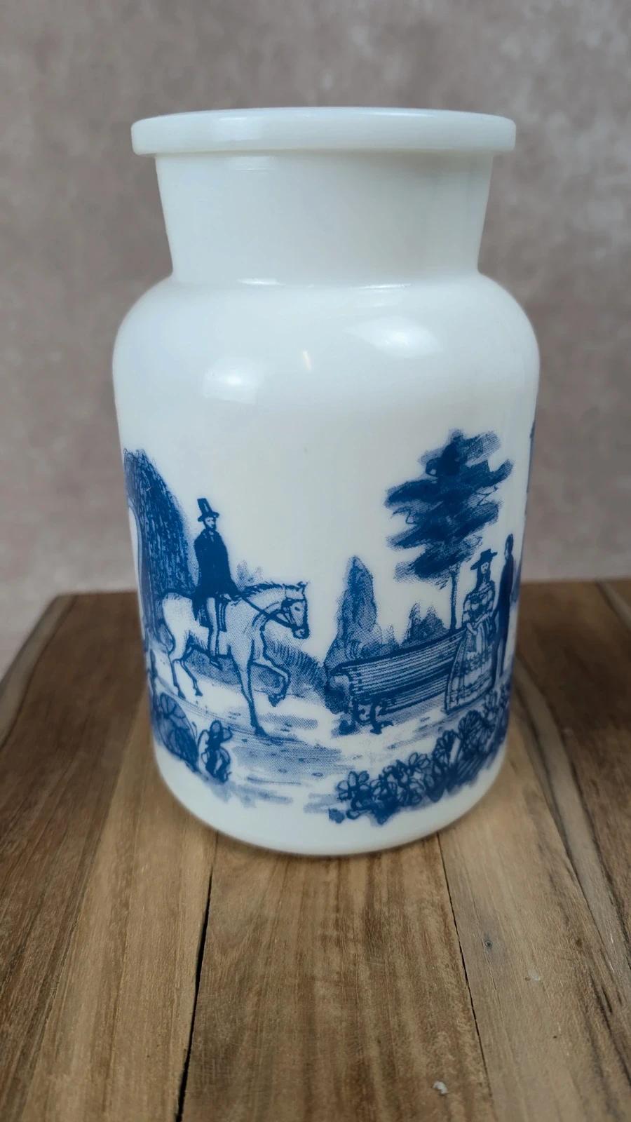 Duo de pots d’apothicaire anciens – décor bleu romantique – Belgique