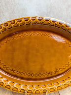 Plat ovale vintage Sarreguemines brun caramel