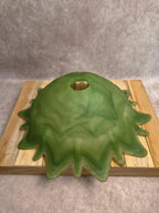 Grand abat-jour vintage en verre marbré vert – forme fleur étoilée – 35 cm