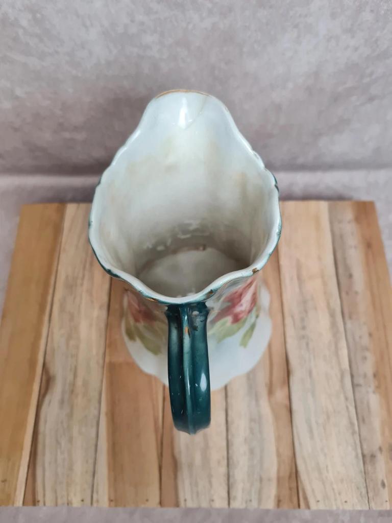 Pichet ancien terre de fer K&g Lunéville “les Roses” décor floral 🌹