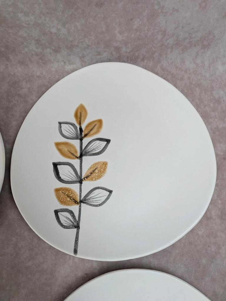 Lot de 6 assiettes plates vintage Niderviller style Capron Vallauris