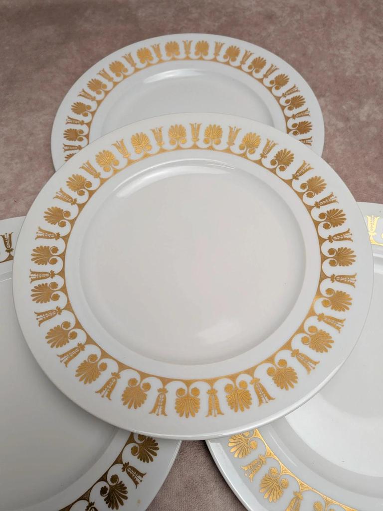 Lot de 4 assiettes plates Limoges dorure