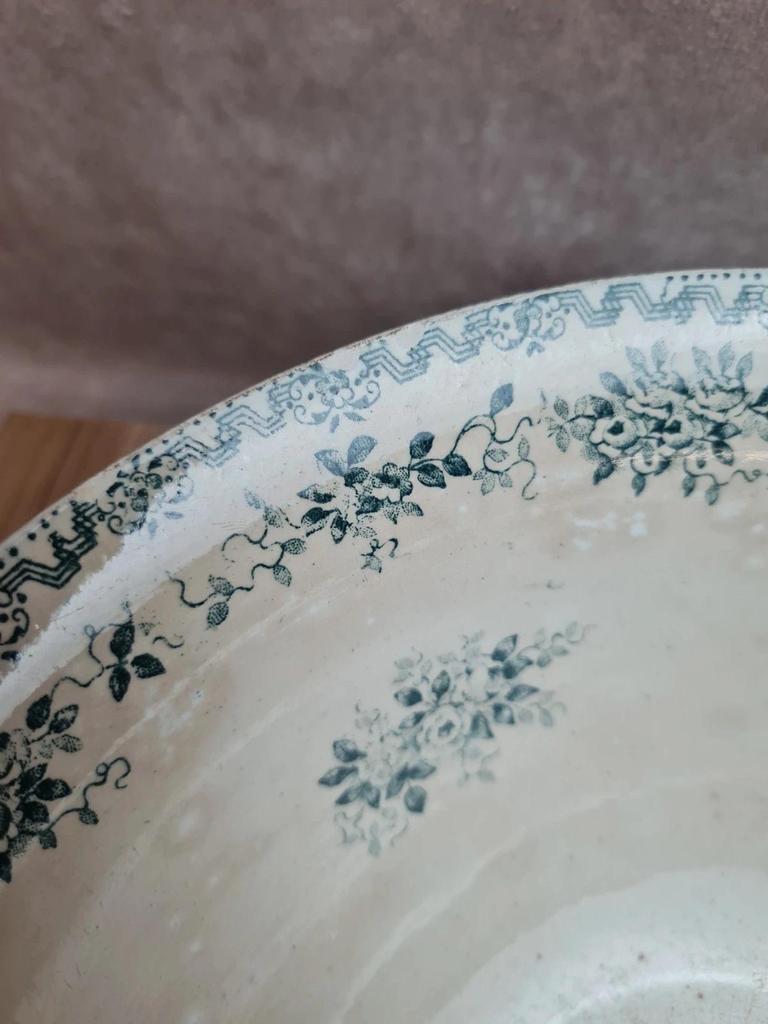 Saladier ancien Saint-amand “argenton” décor vert – faïence vintage 🍃