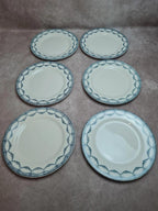 Lot de 12 assiettes plates anciennes Salins “petit Trianon” terre de fer bleu 💙