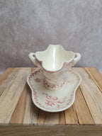 Grande saucière ancienne Terre de fer Gien modèle Chardon rouge