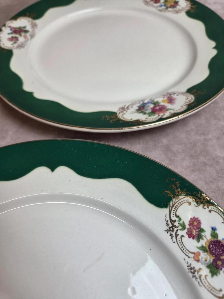 Lot 7 assiettes plates Digoin Sarreguemines Champagne – Porcelaine opaque vintage