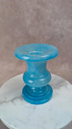 Bougeoir ancien en albâtre bleu