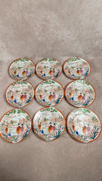 Lot de 9 assiettes + 1 grande assiette style japonais ancien