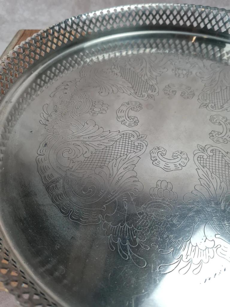 Grand plateau vintage argenté – Made in Sweden, Silver Plated