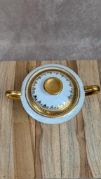Sucrier ancien en porcelaine de Limoges – décor doré élégant