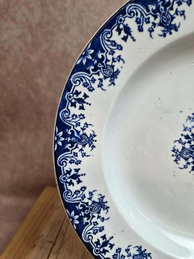 Assiette semi-creuse Terre de Fer Clairefontaine Lg Normandie Xixe décor bleu