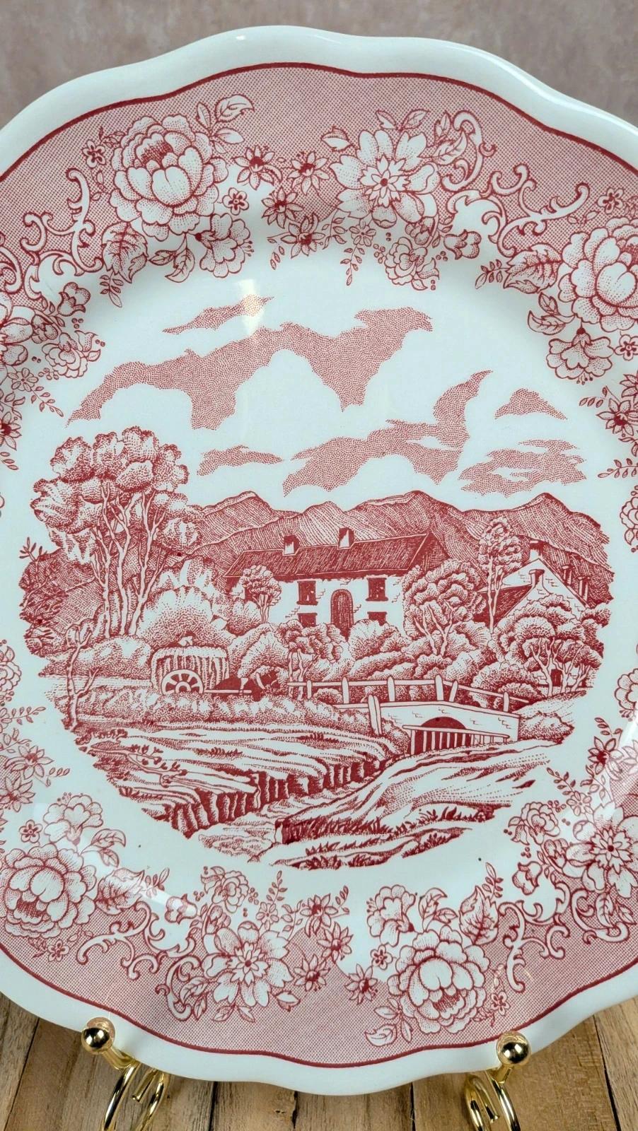 Assiette italienne English Landscape rouge