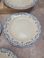 Lot de 7 assiettes plates anciennes Creil et Montereau. Service La Vallières, 23 cm