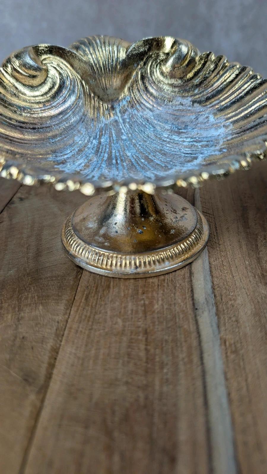 Paire de porte-savons coquilles dorées vintage