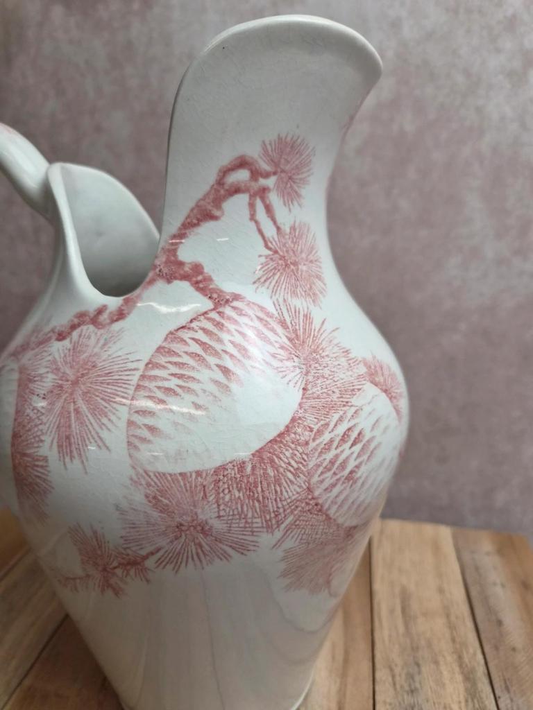 Broc de toilette Terre de Fer Creil & Montereau Sanremo – décor pommes de pin rare