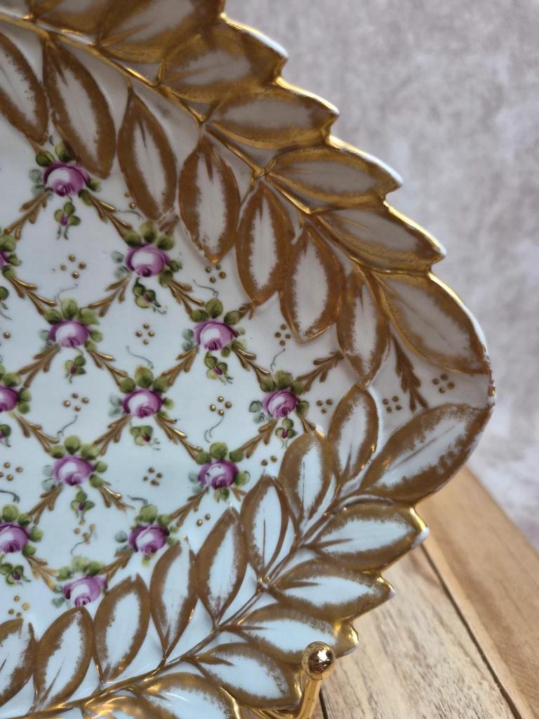 Ancien vide-poche / plateau en porcelaine Von Schierholz Plaue – début Xxe