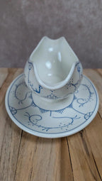 Saucière ancienne Boch décor bleu – charme campagne chic
