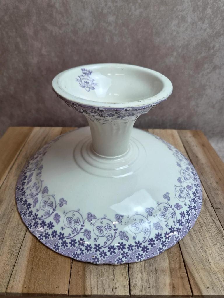 Grand compotier Longwy Verveine en Terre de fer – ancien