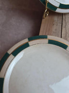 Lot de 10 assiettes à dessert Salins – Opaceline Jamier Vert – damier vintage