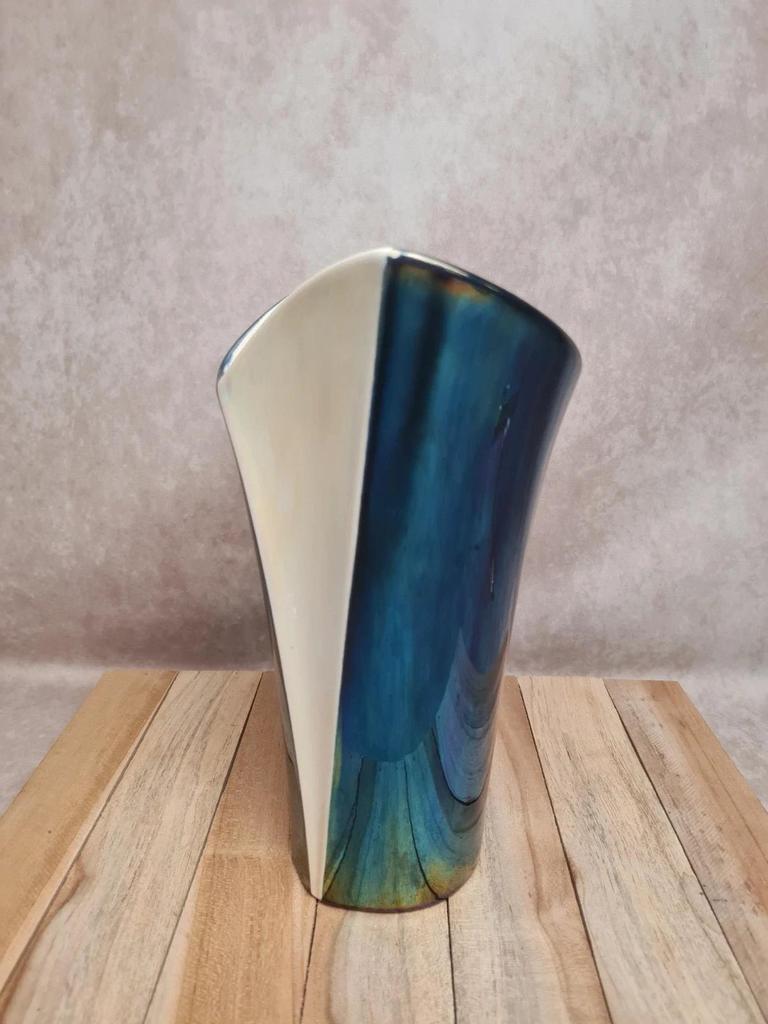 Vase Verceram vintage bicolore irisé années 50/60