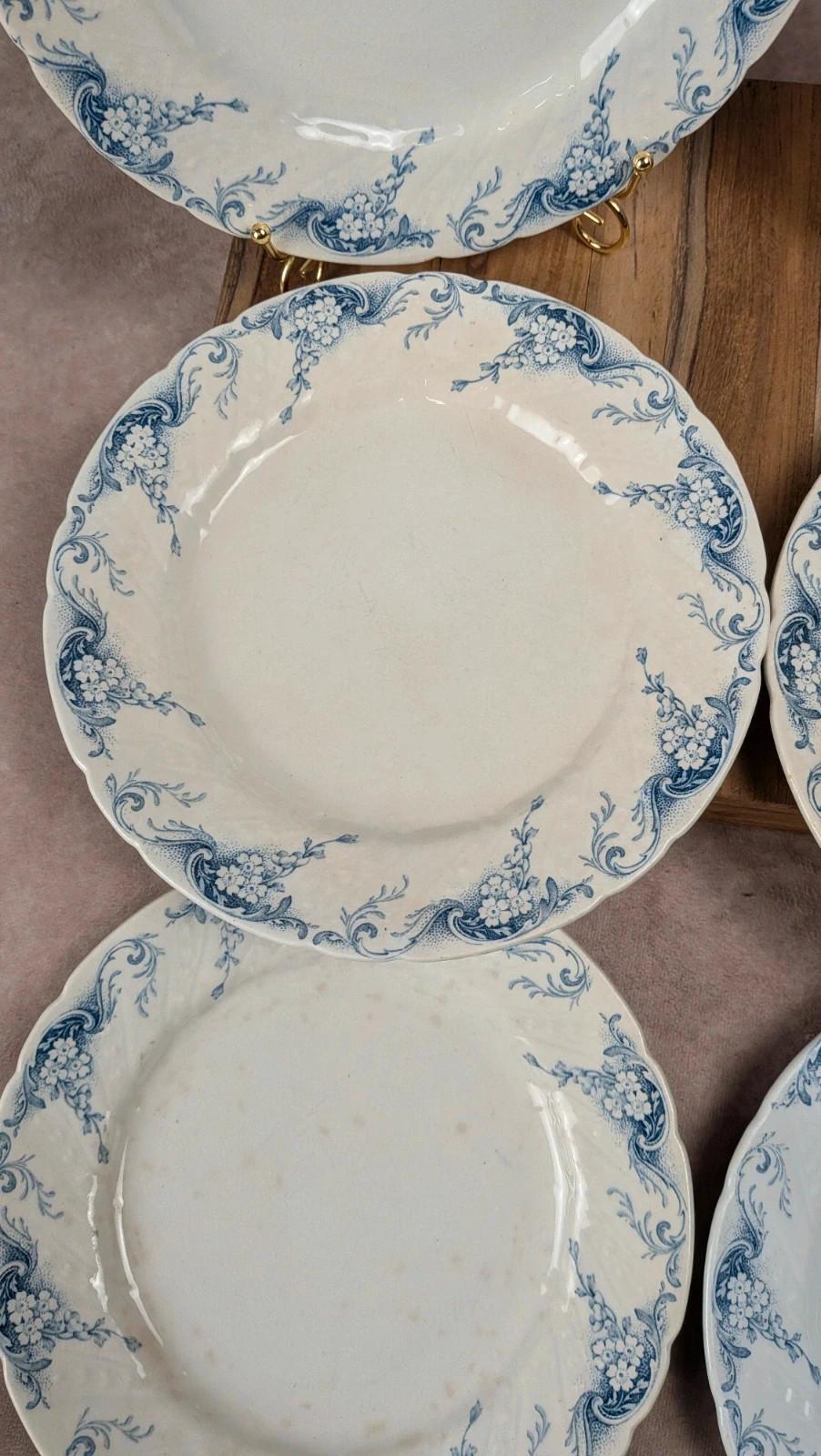 Lot de 6 assiettes plates anciennes Kg Lunéville – modèle Angèle