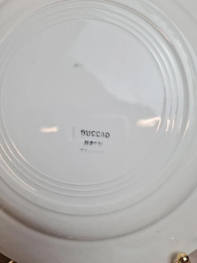 Lot 4 assiettes plates anciennes Badonviller Lunéville modèle Succao vert & brun