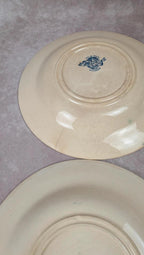 Lot de 5 assiettes creuses anciennes Vieillard & Cie Bordeaux, modèle Clématite