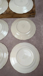 Lot de 8 assiettes à dessert anciennes Villeroy & Boch – frise dorée