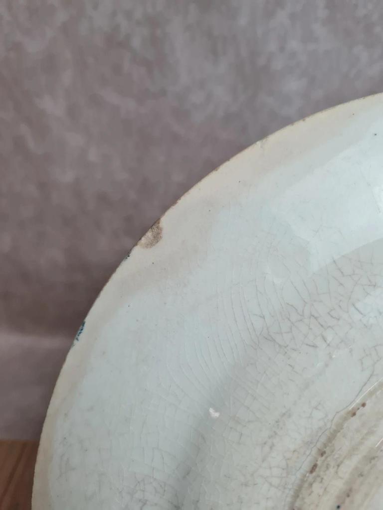 Assiette ancienne décor chardon bleu – esprit Terre de fer 🌿