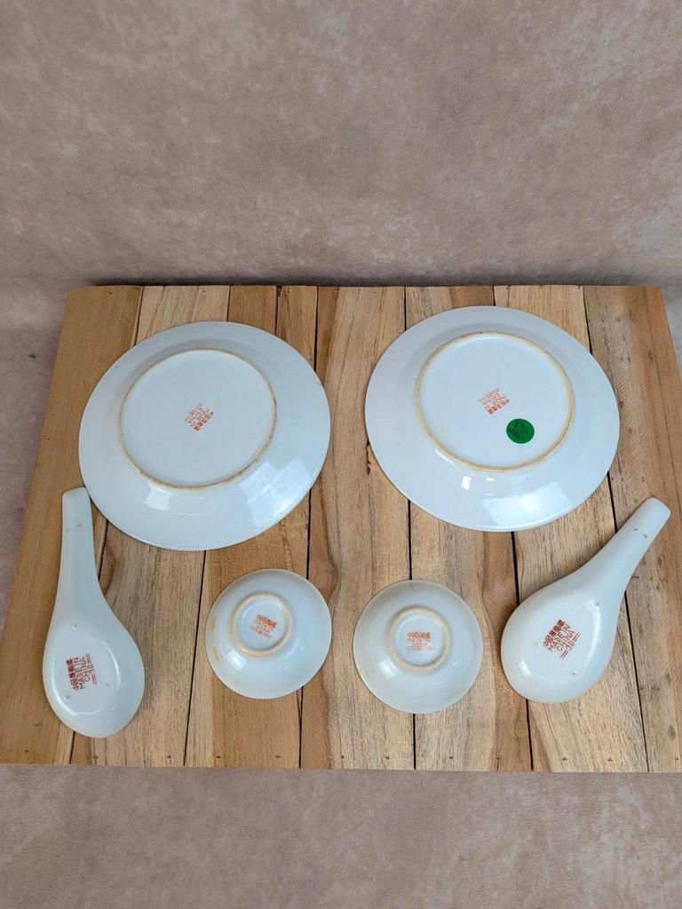 Service chinois vintage pour 2 personnes – porcelaine Mun Shou