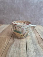 Tasse terre de fer Sarreguemines modèle Kyoto polychrome ancienne
