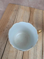 Tasse et soucoupe anciennes Terre de Fer Lunéville Kg – Modèle Clairette – Polychrome