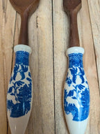Set à salade vintage céramique & bois – Huilier/vinaigrier + couverts