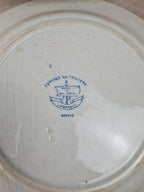 Lot de 6 assiettes plates anciennes Creil et Montereau, Service La Vallières, 23 cm