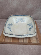 Saladier carré ancien Terre de Fer Clairefontaine Lg – Xixe – décor bleu 💙