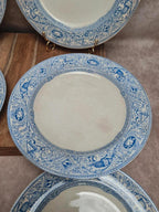 Assiettes terre de fer anglaises 1872 💙 Émile Bourgeois Grand Dépôt Paris – décor bleu rare – lot 8