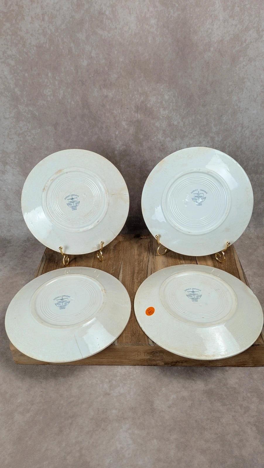Lot de 4 assiettes vintage Creil & Montereau – Service Varsovie