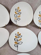 Lot de 12 assiettes plates vintage Niderviller – années 70 – style Capron Vallauris