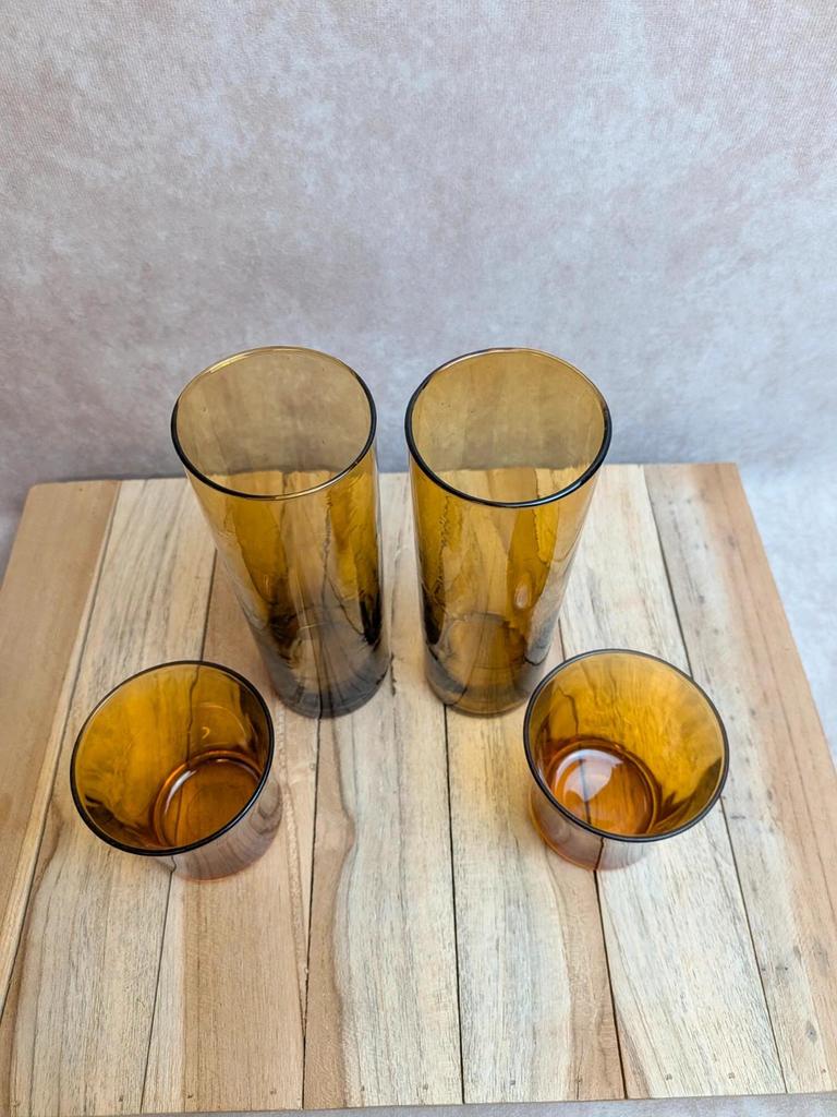 Lot de 4 verres ambrés vintage – Duralex