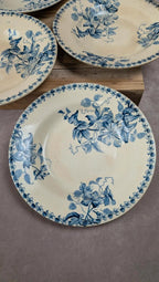 Lot de 5 assiettes creuses anciennes Vieillard & Cie Bordeaux, modèle Clématite