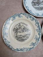 Lot de 3 assiettes parlantes anciennes Automobiles en terre de fer