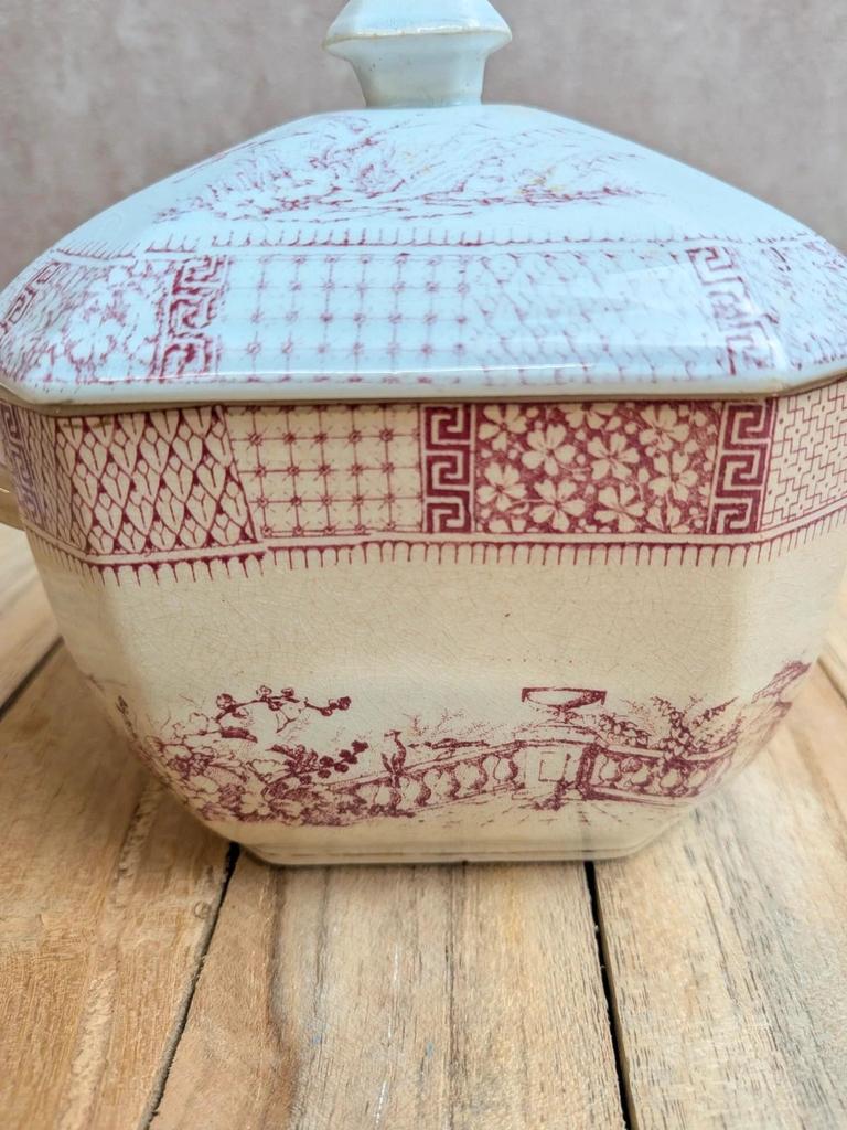 Sucrier ancien terre de fer Lunéville modèle Dentelle