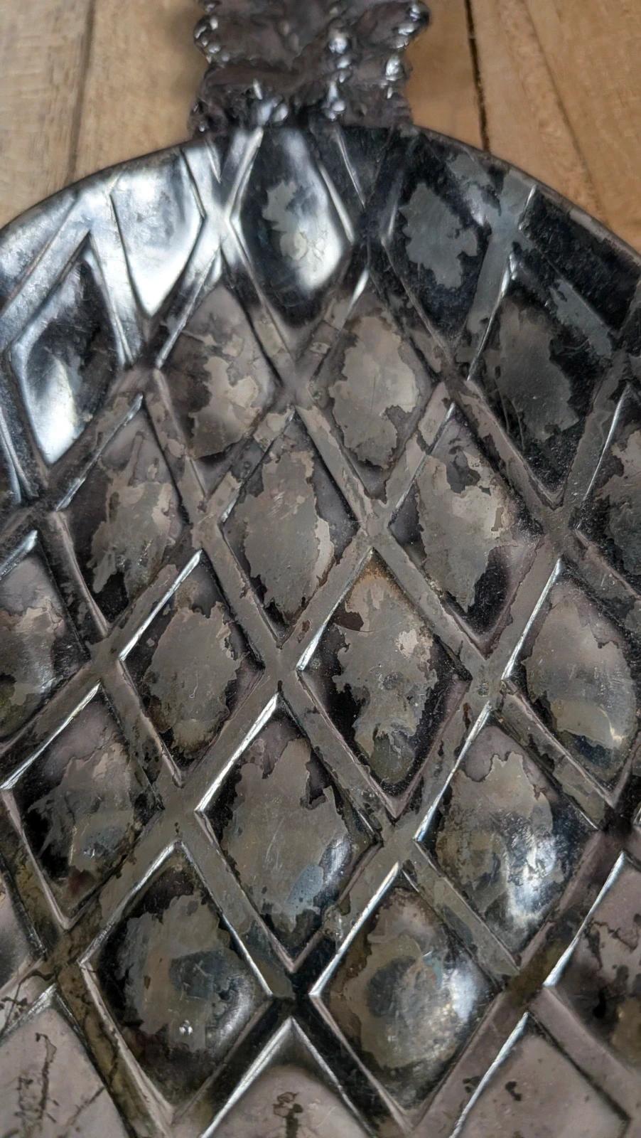 Vide-poche ananas vintage en métal argenté