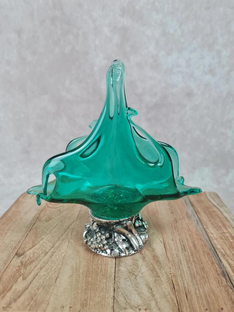 🌿 Porte-serviettes / Coupelle décorative en verre soufflé Murano 🌿