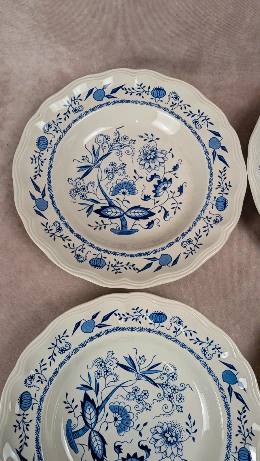 Lot de 5 assiettes creuses Lunéville décor bleu traditionnel